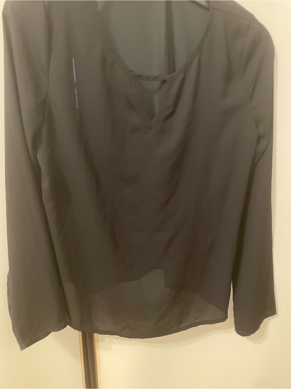 Women's Black Sheer Long-Sleeve Blouse